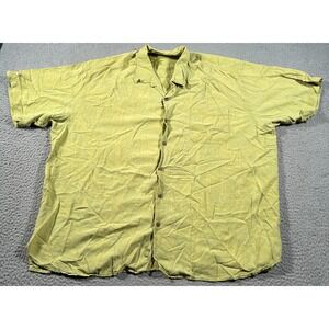 Tommy Bahama Hawaiian Shirt Men 2XL Green Silk Camp Short Sleeve Button Up Beach